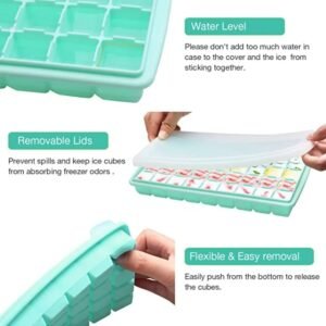 36 Grids Silicone Ice Cube Jelly Tray Maker Mould with Lid