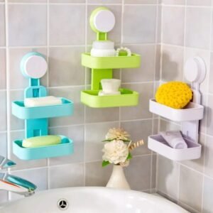 Soap Holder Double Layer Plastic Soap Dish Holder Wall Mounted