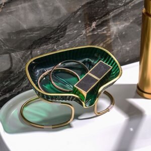 Plastics Light Luxury Soap Holder for Bathroom Leaf Shape