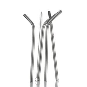 Glass reusable Straws Healthy, Reusable, Eco Friendly, 4 Pack with Cleaning Brush