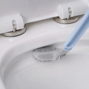 Toilet Brush, Flexible Silicone Bristles Rubber Golf Handle Toilet Brush