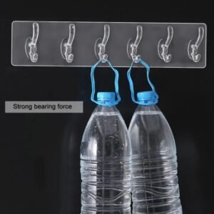 Wall Hooks, Hooks, Transparent 6 Hooks Hanger Self Adhesive Clothes Hanger