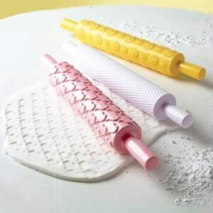 Plastic Flower Heart Embossing Rolling Pin DIY Cookies Fondant Cake Dough Roller