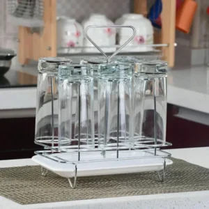 Stainless Steel Glass Stand with Tray