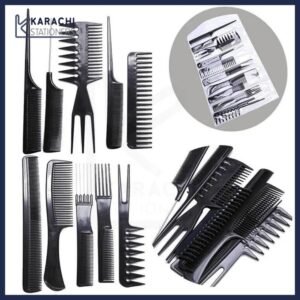 10 pieces Black Professional Combs Hair Salon Hair Styling Barbers Comb Set