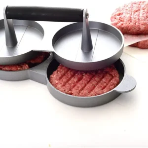 2 Slot Double Non Stick All Metal Burger Patty Press Chicken Beef Steak BBQ Picnic Burger Machine Mold Maker