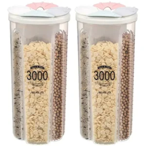 Food Storage Covered Jar Grains Plastic Compartment Storage Tank 3000ml