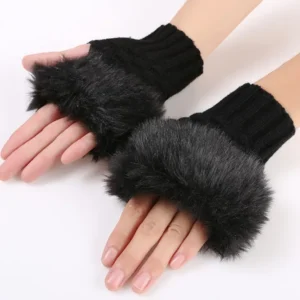 BASEIN Women Gloves Plush Faux Knitting Wool