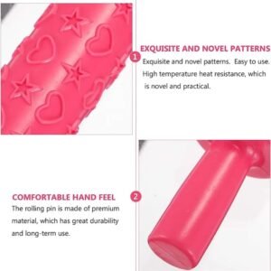 Plastic Flower Heart Embossing Rolling Pin DIY Cookies Fondant Cake Dough Roller