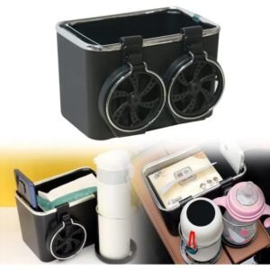 Car Armrest Storage Box Cup Holder with Tissue Box