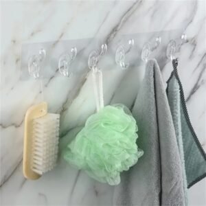 Wall Hooks, Hooks, Transparent 6 Hooks Hanger Self Adhesive Clothes Hanger