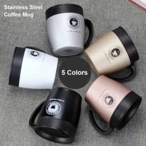 Coffee Mugs Creative Coffee Travel Cup With Lid Spoon Stainless Steel Coffee Mug