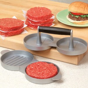 2 Slot Double Non Stick All Metal Burger Patty Press Chicken Beef Steak BBQ Picnic Burger Machine Mold Maker