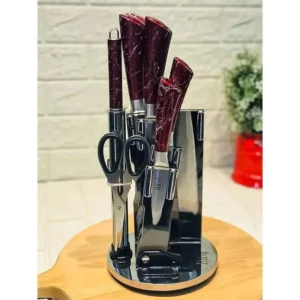 9 Pieces Kitchen Knife Set with 360° Rotating Acrylic Stand